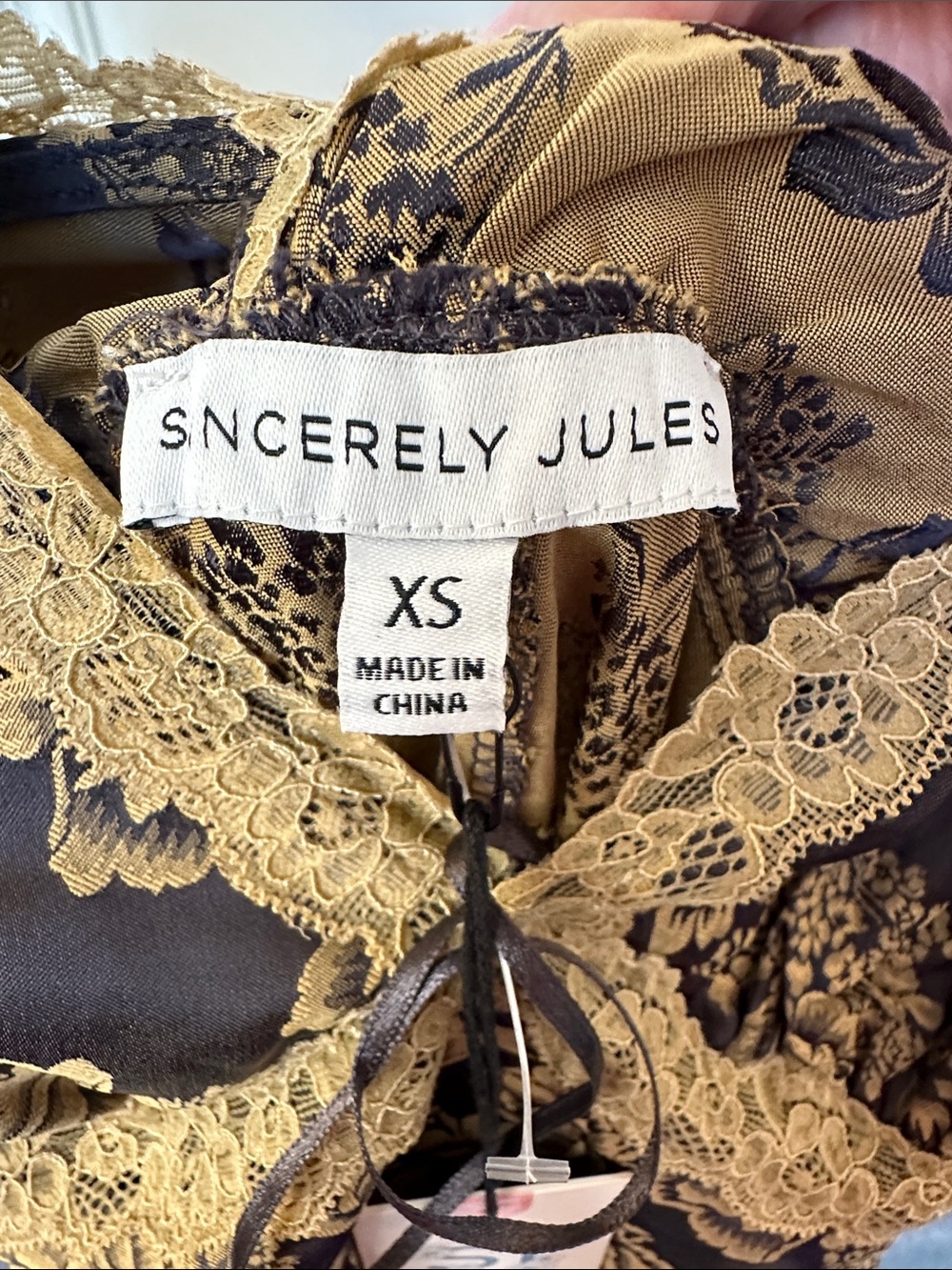 Sincerely Jules Viral Maxi Slip Dress with Gold Floral Lace - Picture 3 of 4